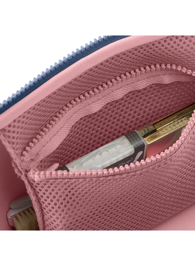 Makeup Bag Neoprene Pearl Blue with Sand Pink