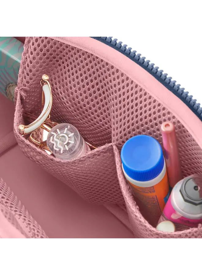 Small Train Case Neoprene Pearl Blue with Sand Pink