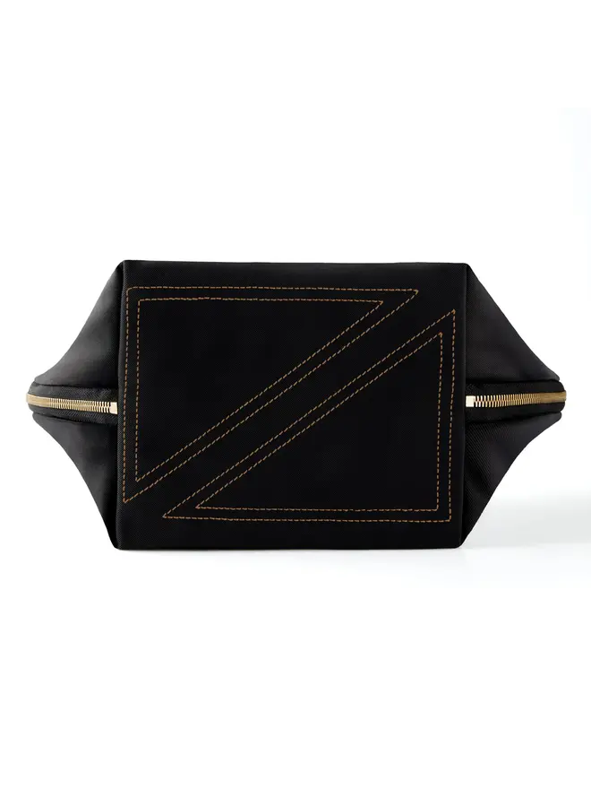 Vacationer Makeup Bag Satin Black with Leopard