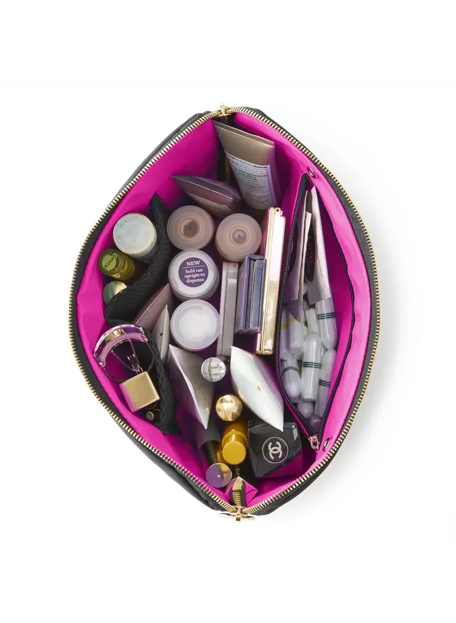 Vacationer Makeup Bag Satin Black/Pink