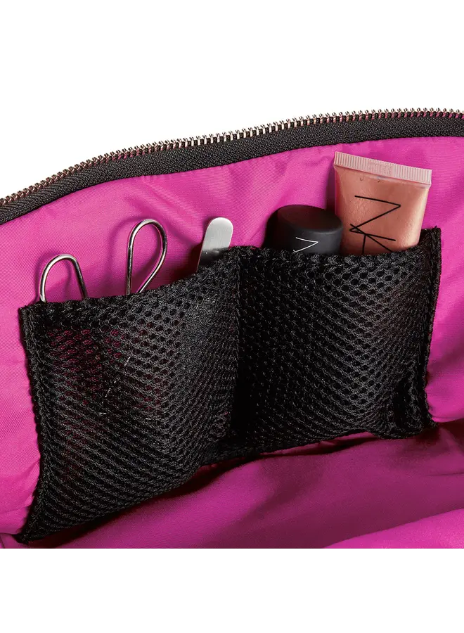 Vacationer Makeup Bag Satin Black with Pink