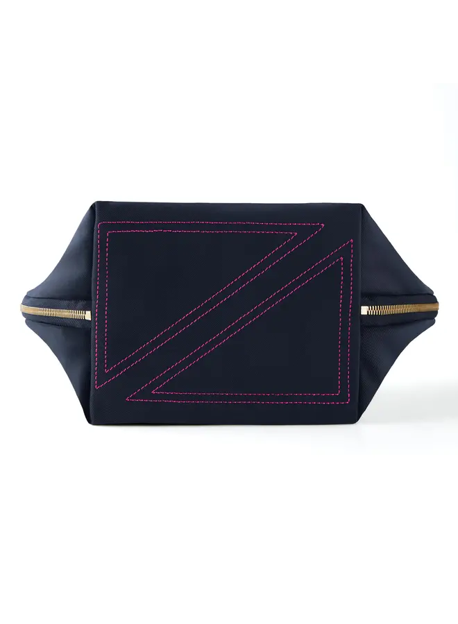 Vacationer Makeup Bag Satin Black with Pink