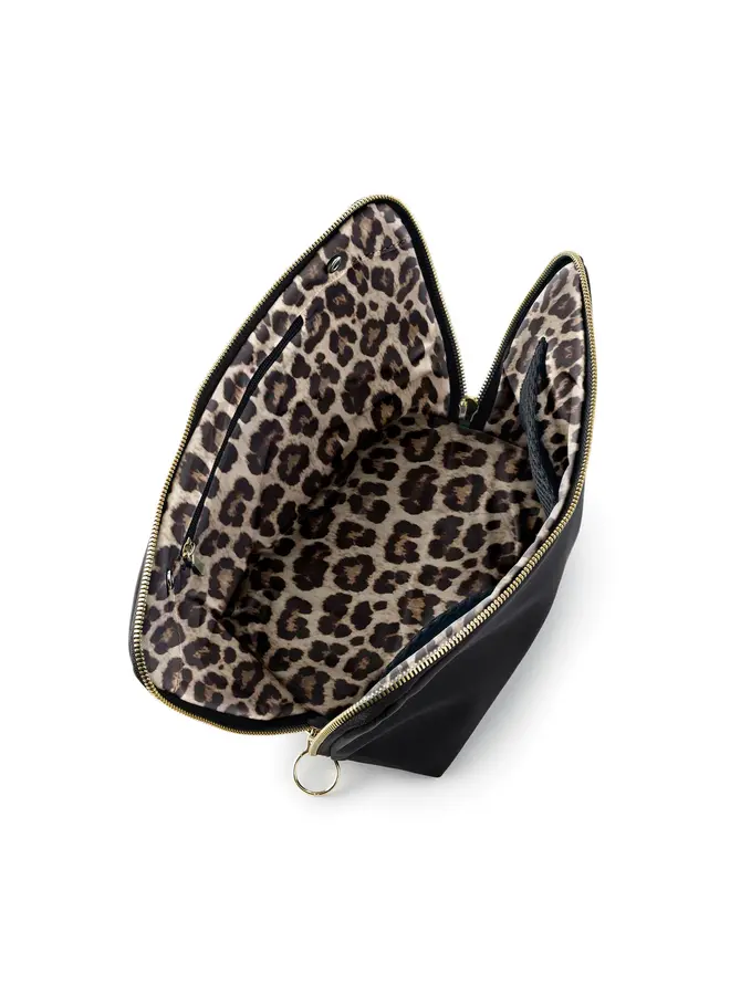 Signature Makeup Bag Black with Leopard