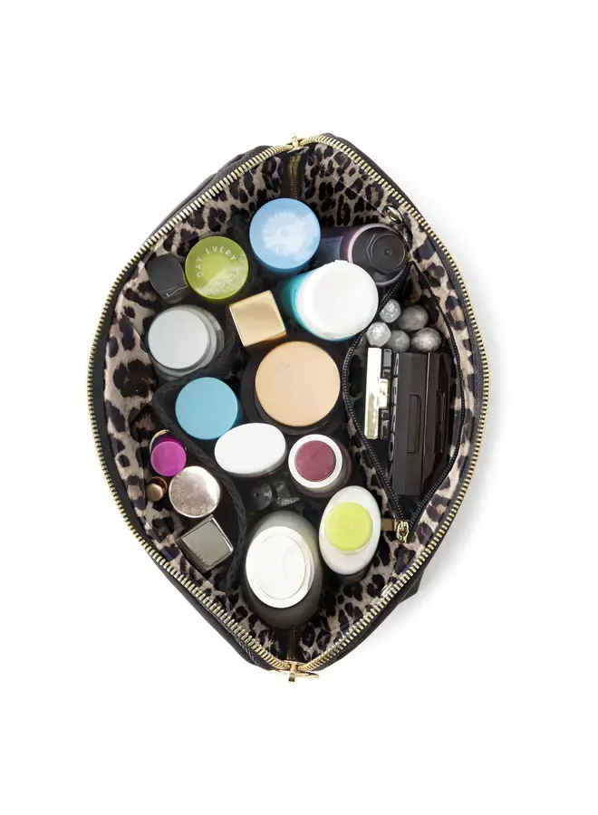 Signature Makeup Bag Black with Leopard