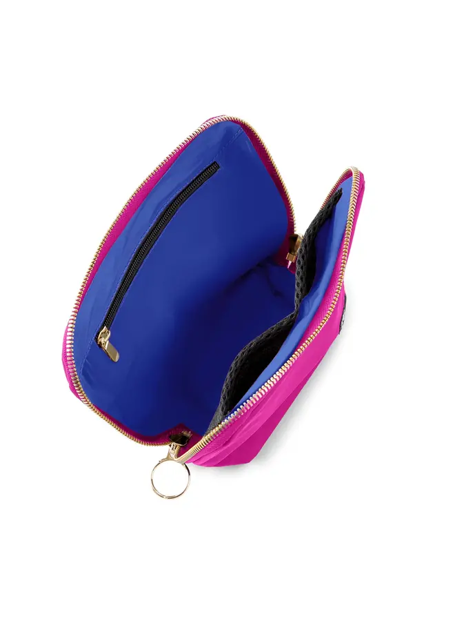 Everyday Makeup Bag Raspberry Punch with Blue