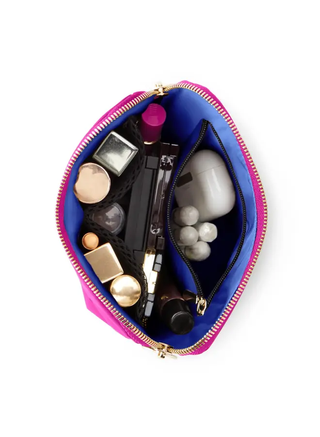 Everyday Makeup Bag Raspberry Punch with Blue
