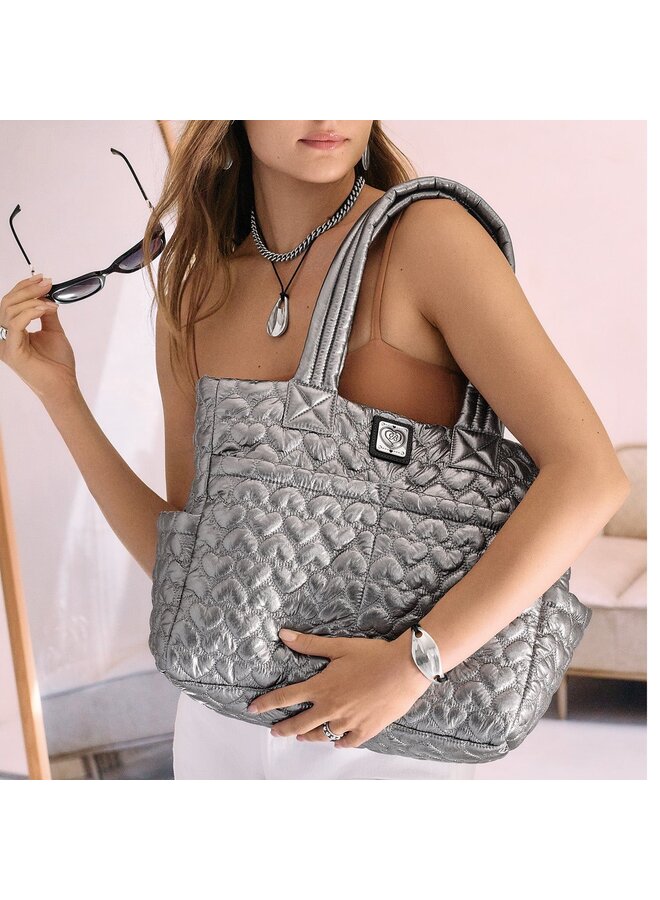 Kameron Metallic Utility Tote Pewter
