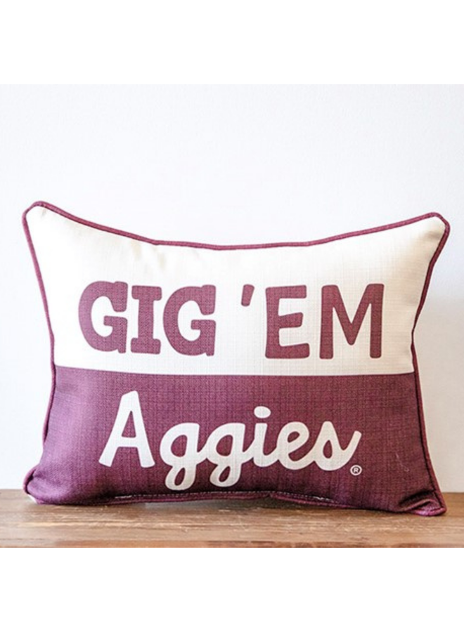Collegiate Pillow Gig'Em Aggies Halftone