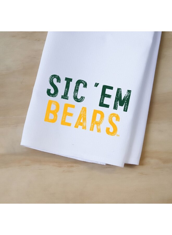 Sic' Em Bears Distressed Tea Towel