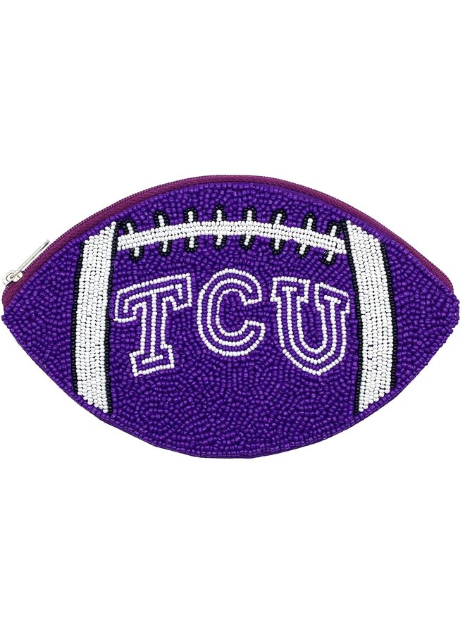 Football TCU Beaded Pouch