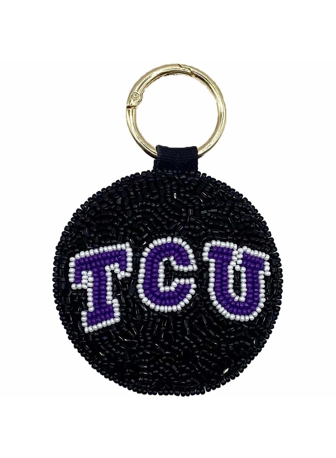 TCU Beaded Keychain