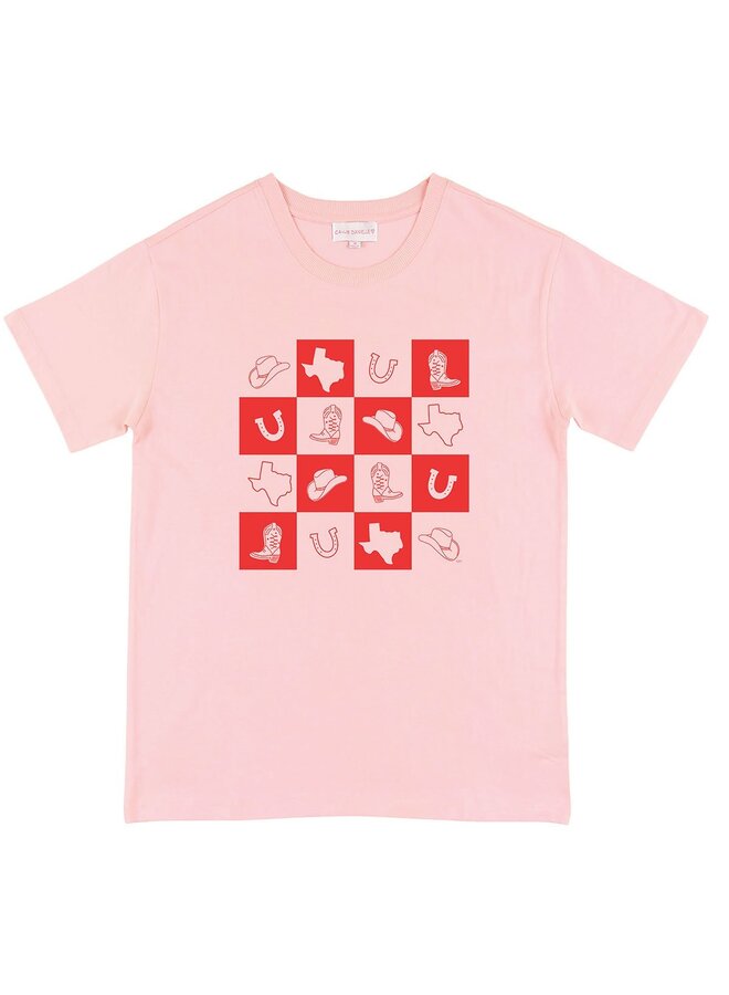 Texas Western Checkerboard Tee Blush