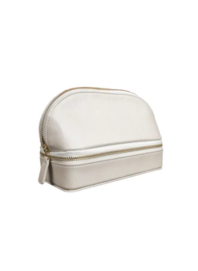 Abby Travel Cosmetic Case Pearl White