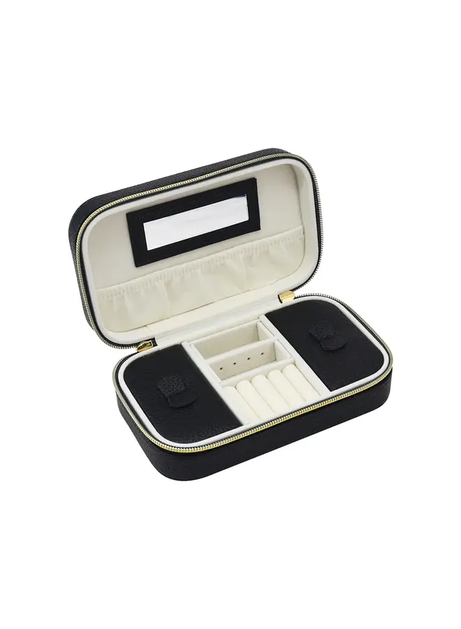 Leah Rectangle Travel Jewelry Case Black