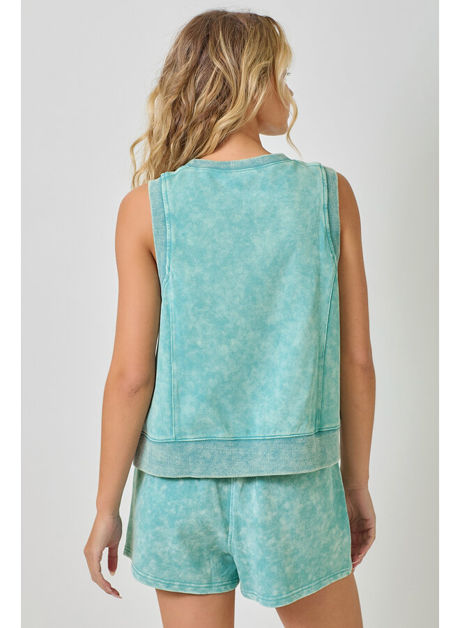 Sleeveless Terry Top Washed Emerald