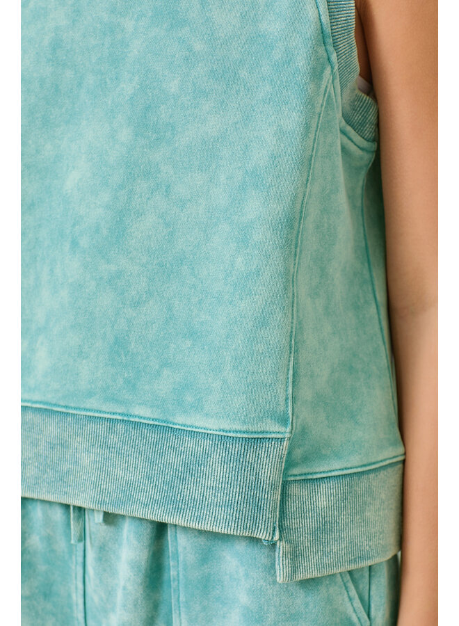 Sleeveless Terry Top Washed Emerald