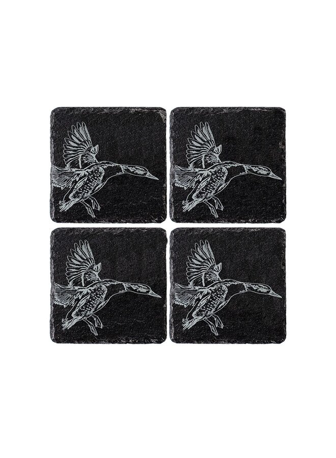 Slate Coasters Set/4 Flying Duck