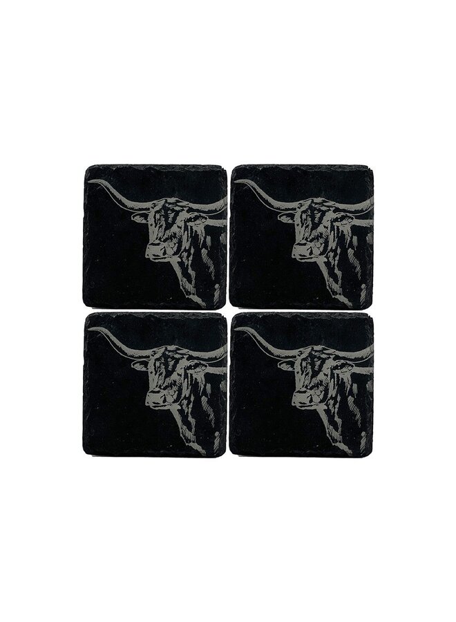 Slate Coasters Set/4 Texas Longhorn