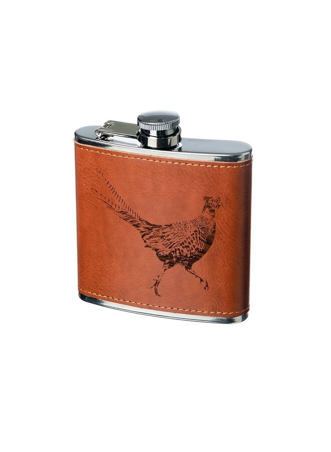 Leather Hip Flask Pheasant