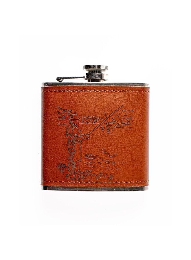 Leather Hip Flask Fishing