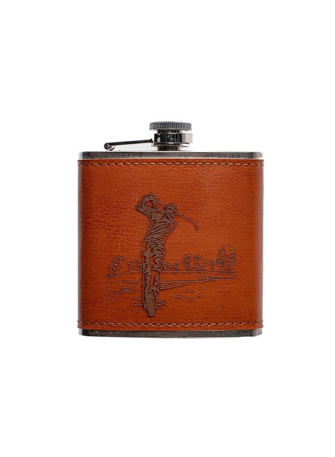 Leather Hip Flask Golf