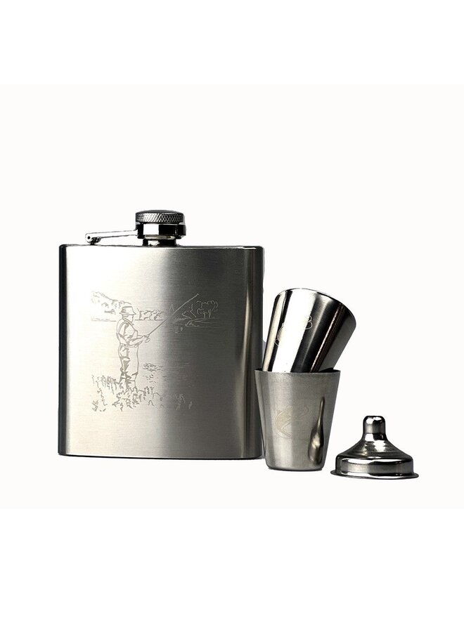 Hip Flask & Cup Set Fishing