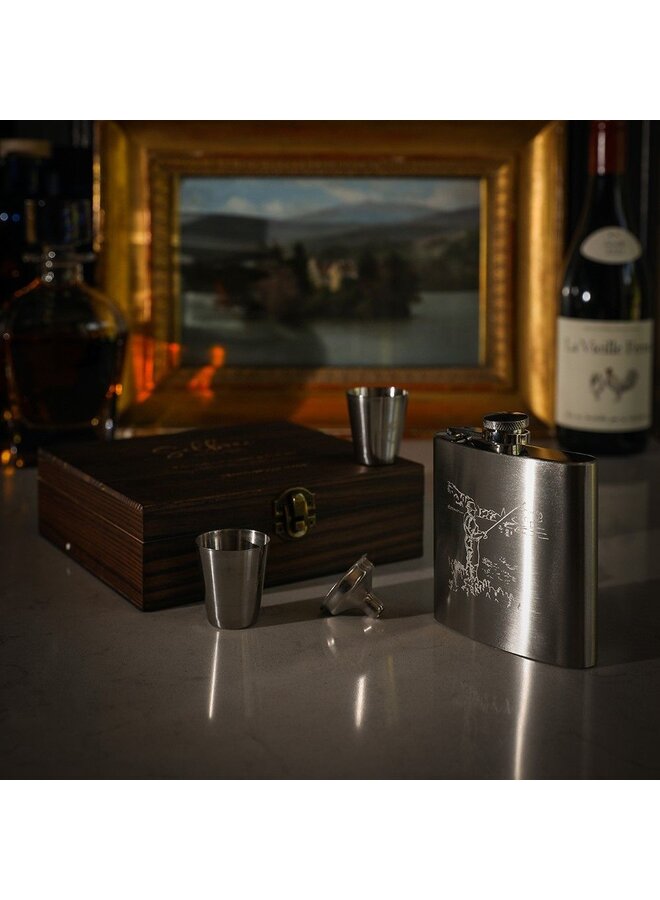 Hip Flask & Cup Set Fishing