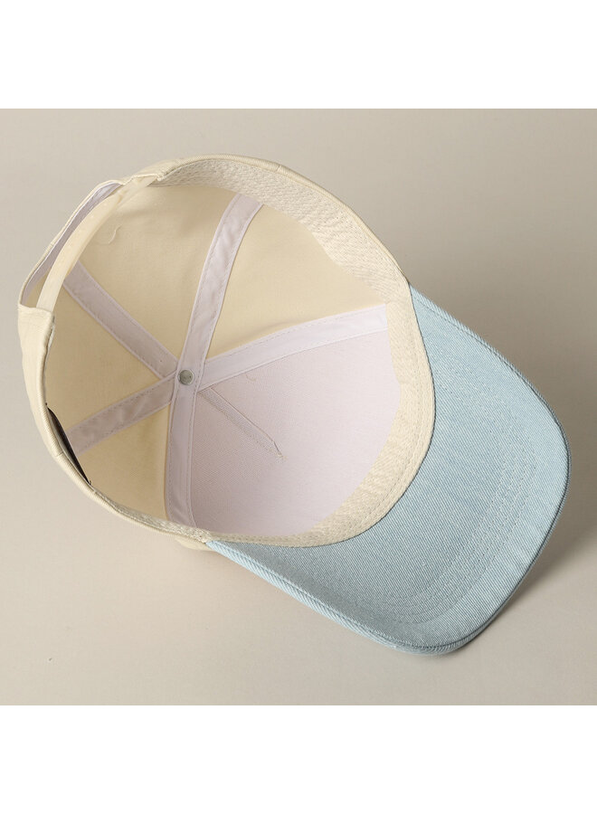 Cowboy Horse Embroidered Cap Light Denim