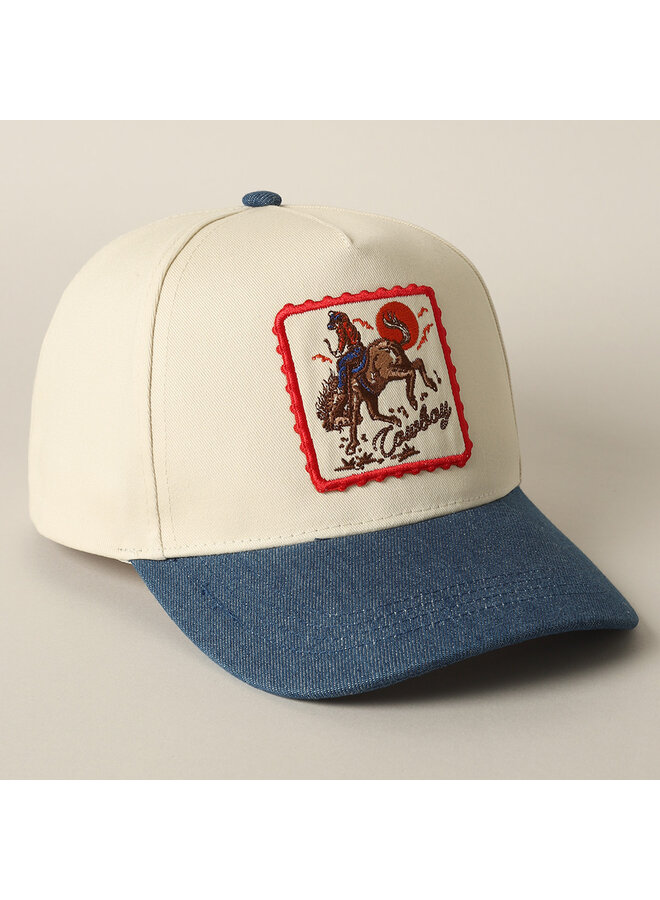 Cowboy Horse Embroidered Cap Dark Denim