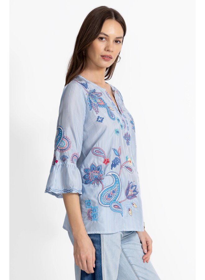 Ruffle Sleeve Blouse Neilly Barine Stripe