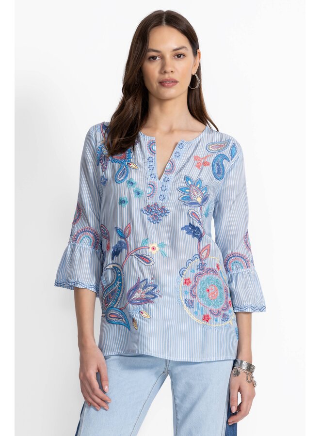Ruffle Sleeve Blouse Neilly Barine Stripe