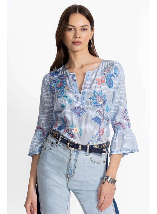 Ruffle Sleeve Blouse Neilly Barine Stripe