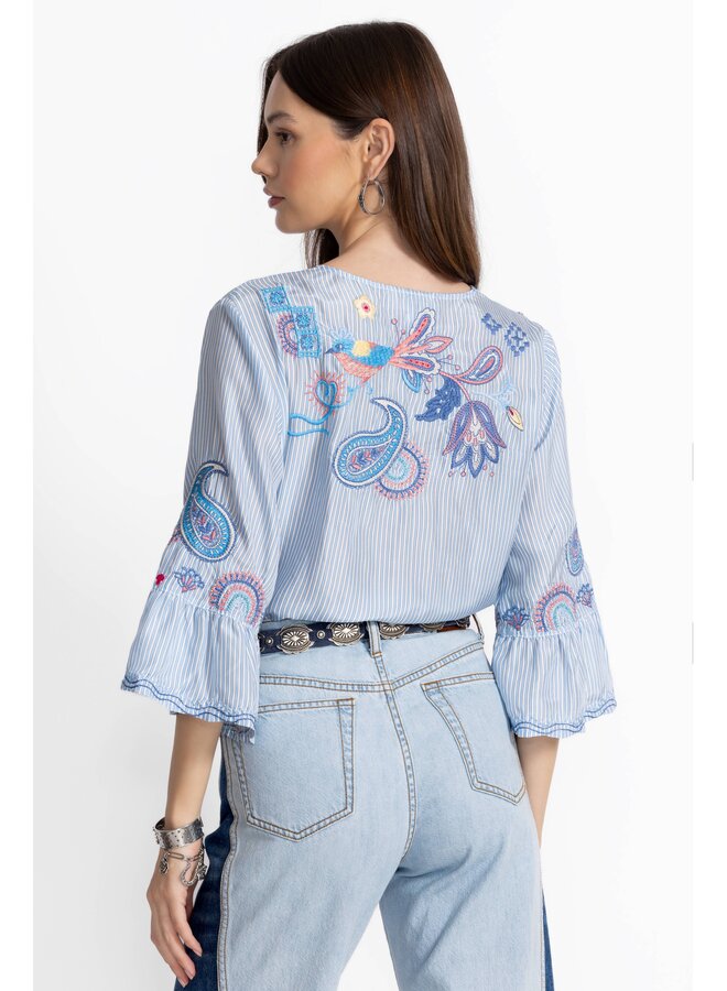 Ruffle Sleeve Blouse Neilly Barine Stripe