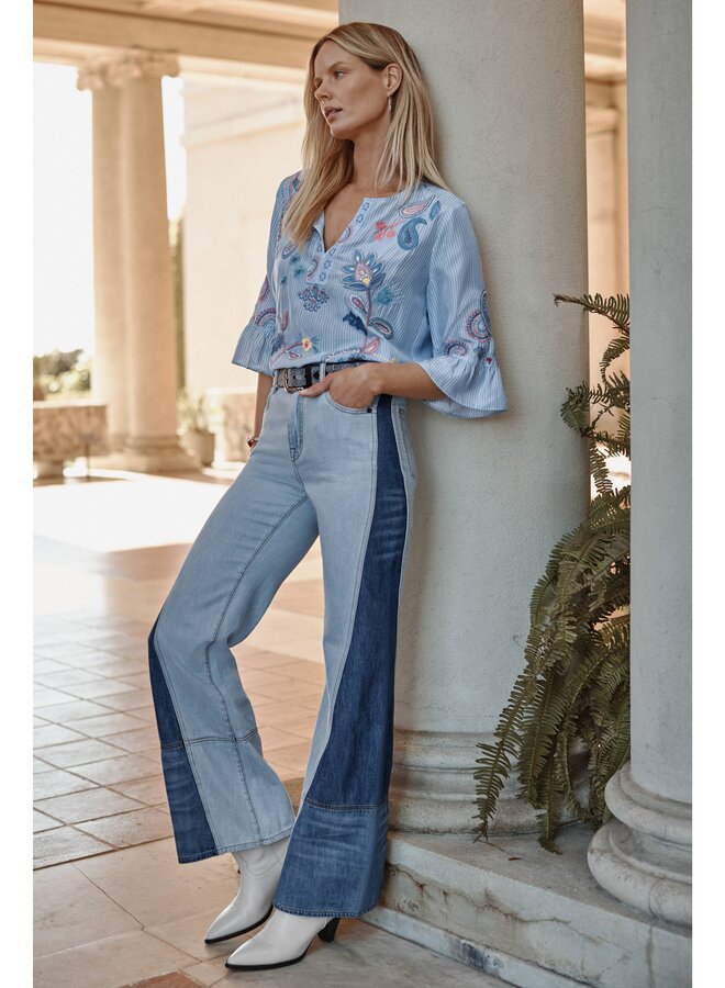 Ruffle Sleeve Blouse Neilly Barine Stripe