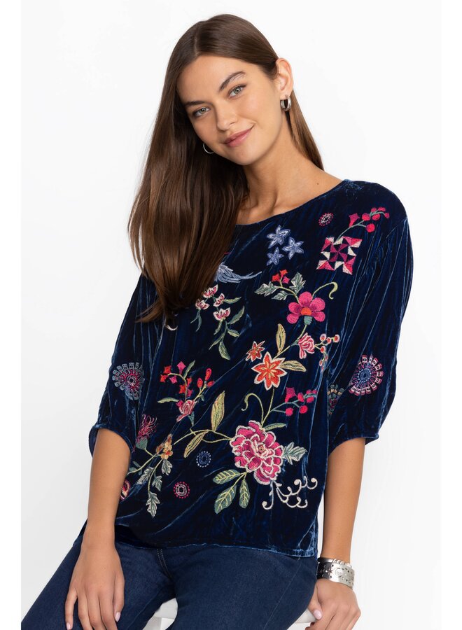 Velvet Boatneck Blouse Nikkola Bellwether