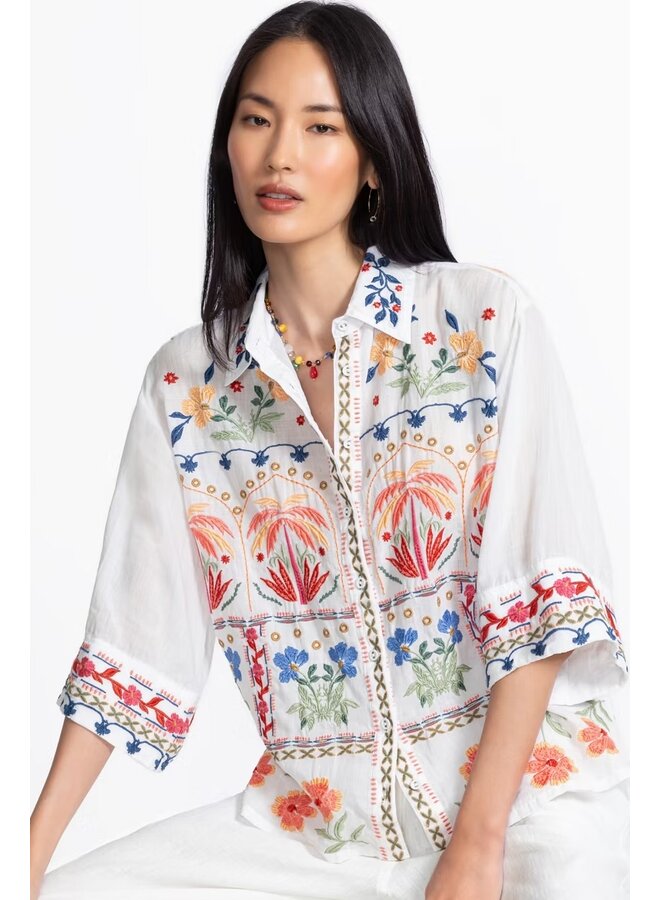 Kimono Sleeve Shirt Isla White