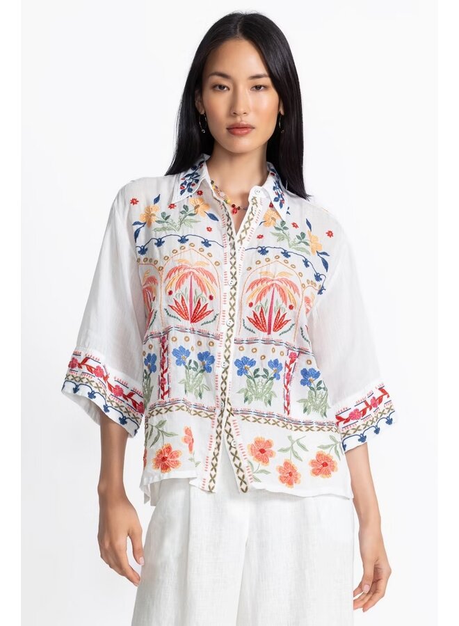 Kimono Sleeve Shirt Isla White