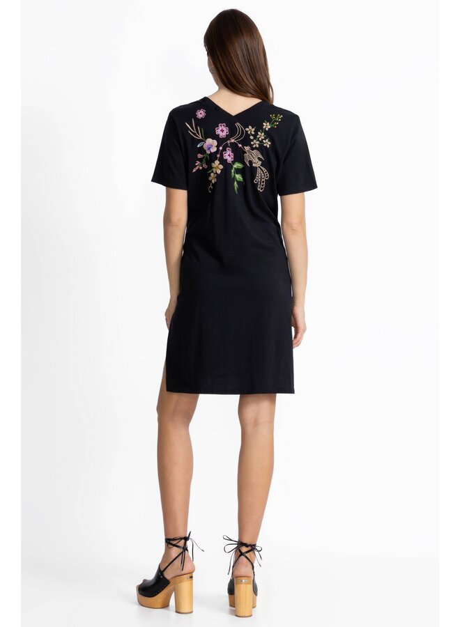 Button Neck Knit Dress Maureen Black