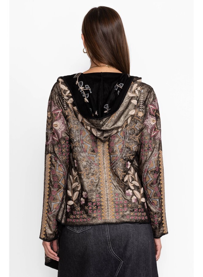 Biya Metallic Short Hoodie Agatha Black