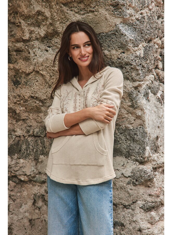 Metallic Thermal Hoodie Laura Cream