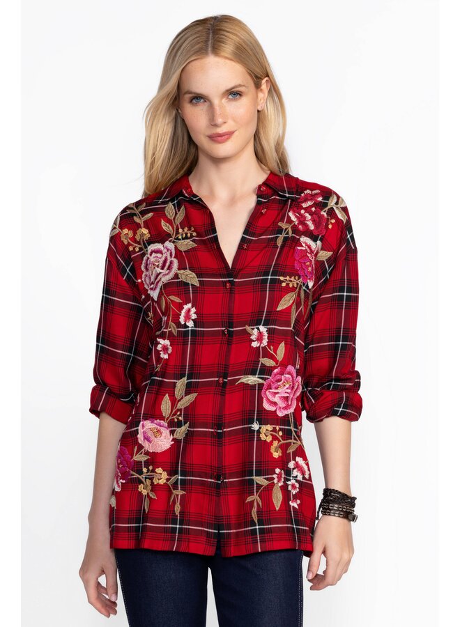 Button Detail Relaxed Shirt Tallisto Mira Plaid