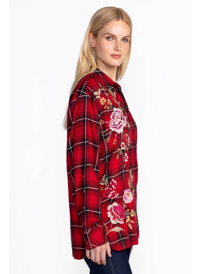 Button Detail Relaxed Shirt Tallisto Mira Plaid