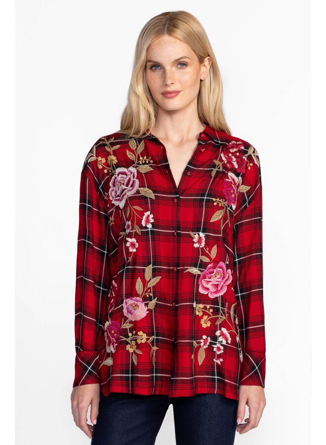 Button Detail Relaxed Shirt Tallisto Mira Plaid
