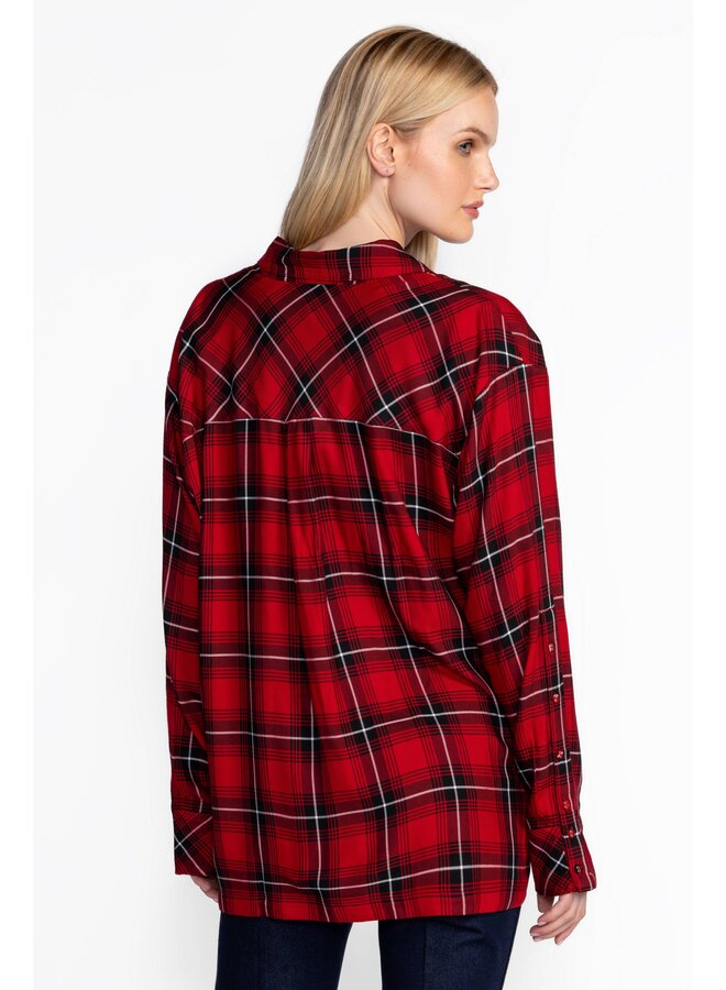 Button Detail Relaxed Shirt Tallisto Mira Plaid
