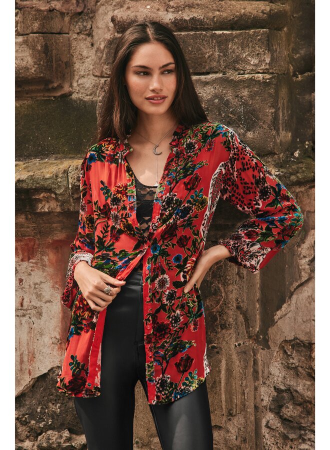 Button Detail Relaxed Shirt Tallisto Mira Plaid