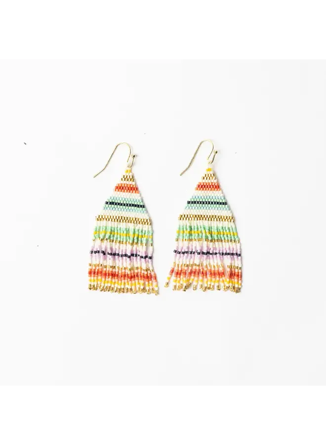 Lexie Horizontal Stripe Beaded Fringe Earrings Multi