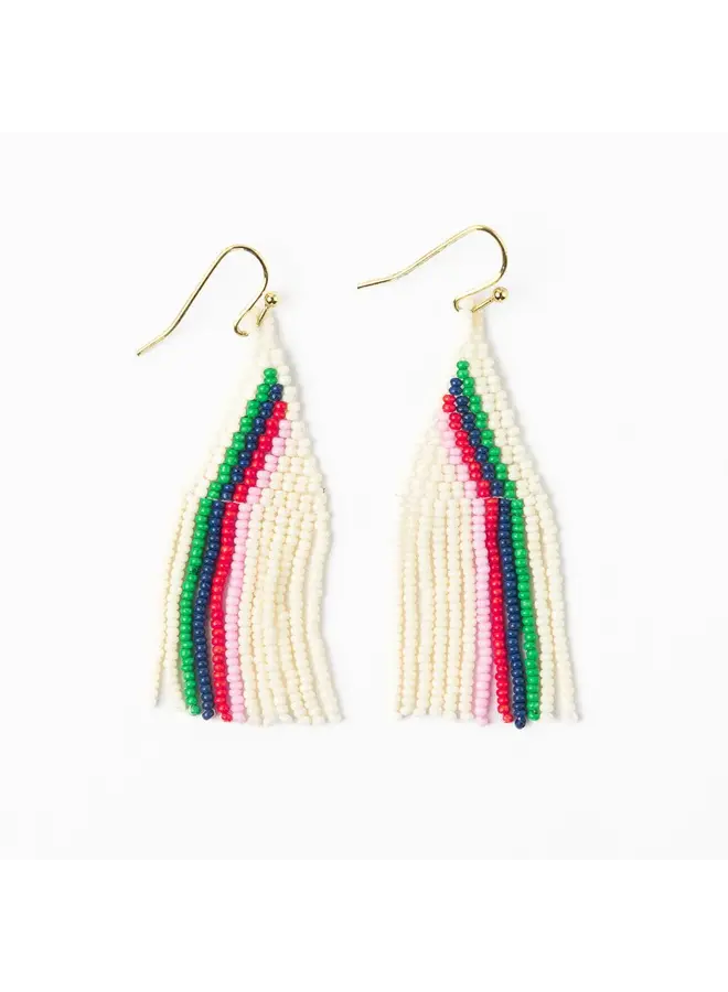Audrey Small Seed Bead Vertical Stripe Ivory