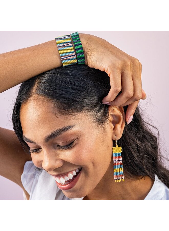 Billie Mixed Horizontal Stripe Fringe Earrings Amalfi