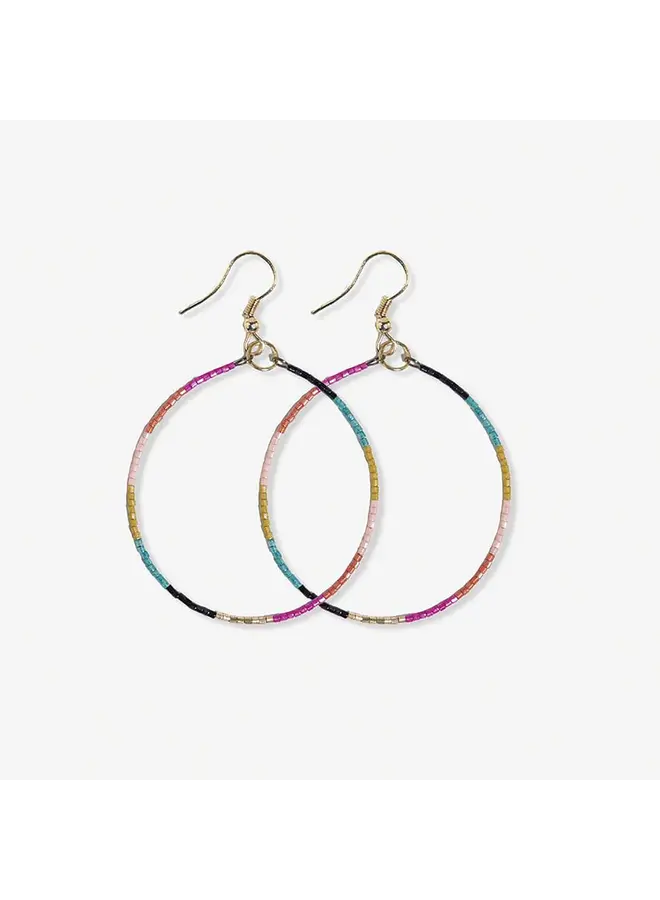 Kelly Color Block Beaded Hoop Muted Rainbow