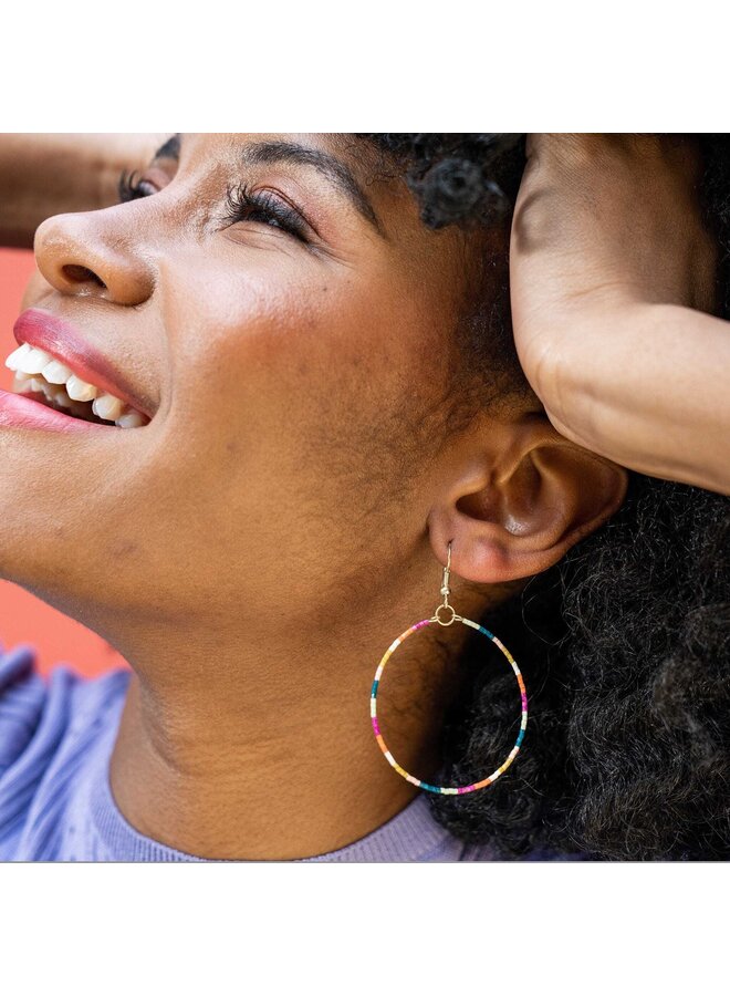 Kelly Color Block Beaded Hoop Rainbow